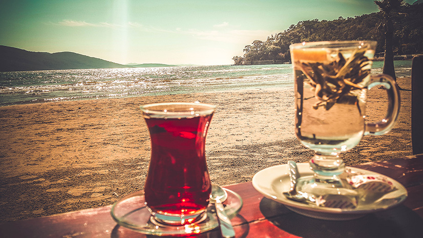 Enjoying drinks on a sunny Dubai beach
