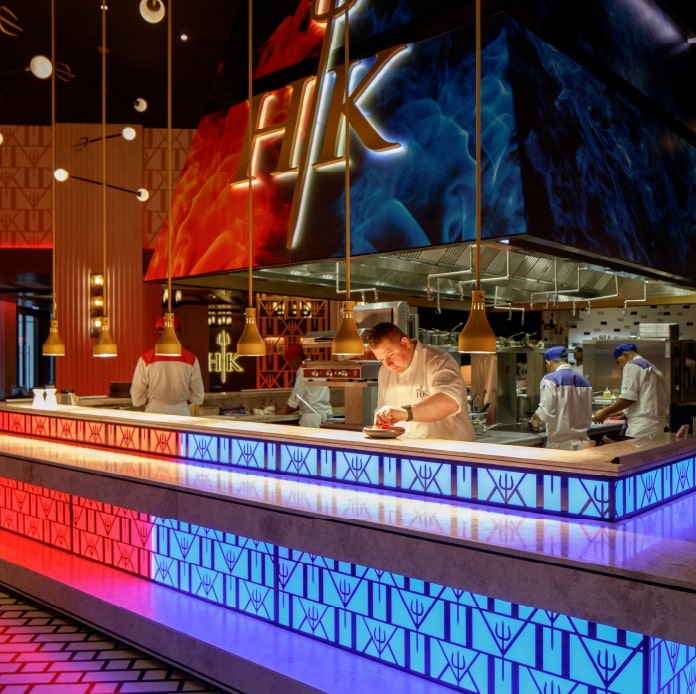 Couple eating at a chef restaurant Dubai