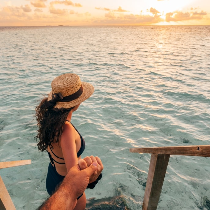 Woman relaxing in the Maldives