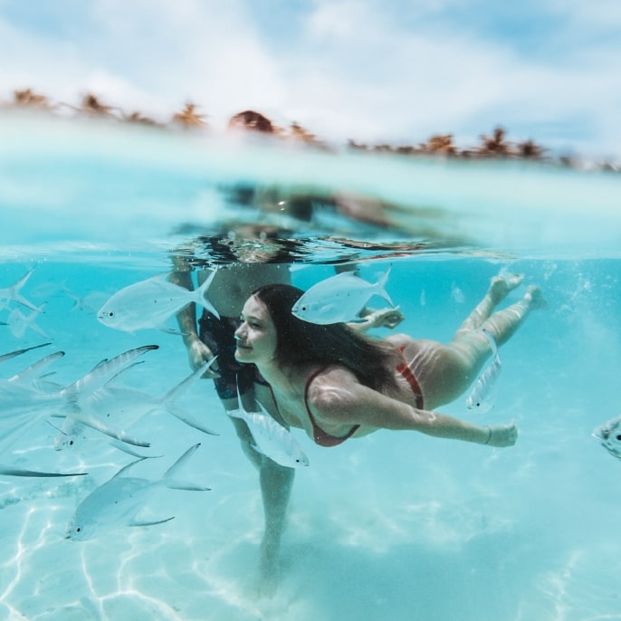Swimming with fish in the Maldives