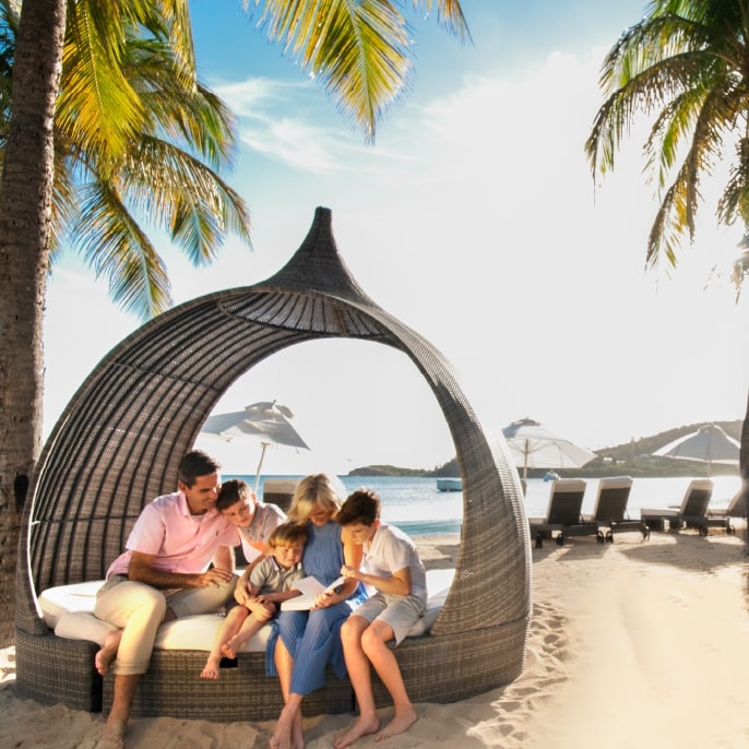 Family on the beach in Antigua