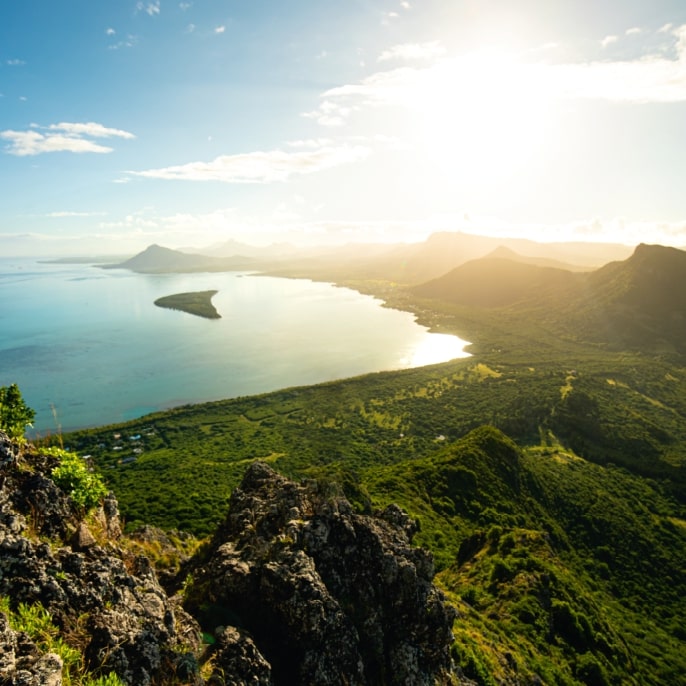 South Mauritius green landscape and crystal clear seas